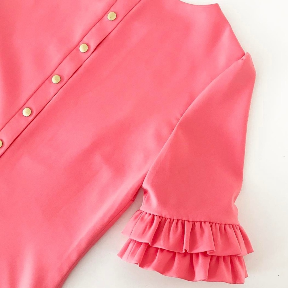 Camilyn Beth Ophelia Dress Coral Pink Wedding Guest Ruffle Size S 4 - Picture 3 of 7